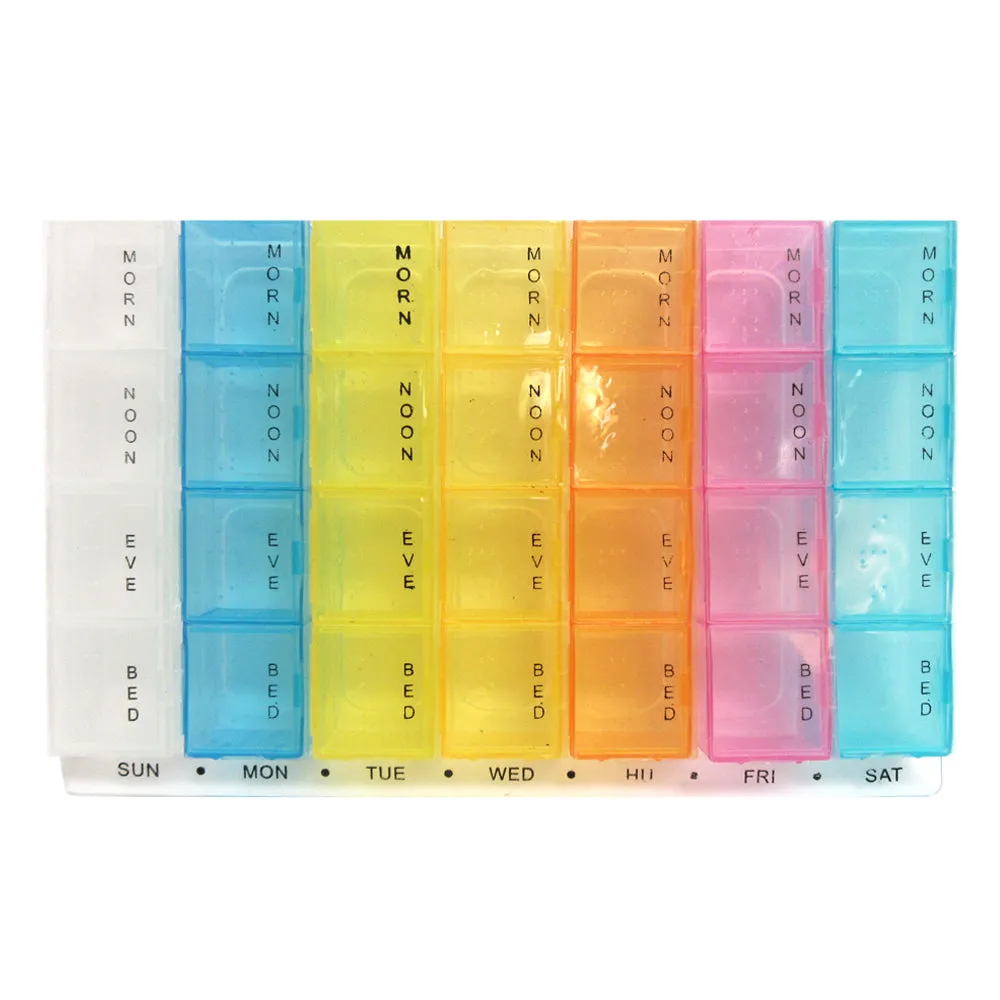 2 Pack Weekly Pill Box Holder Organizer 7 Day Medication Storage 28 Compartments
