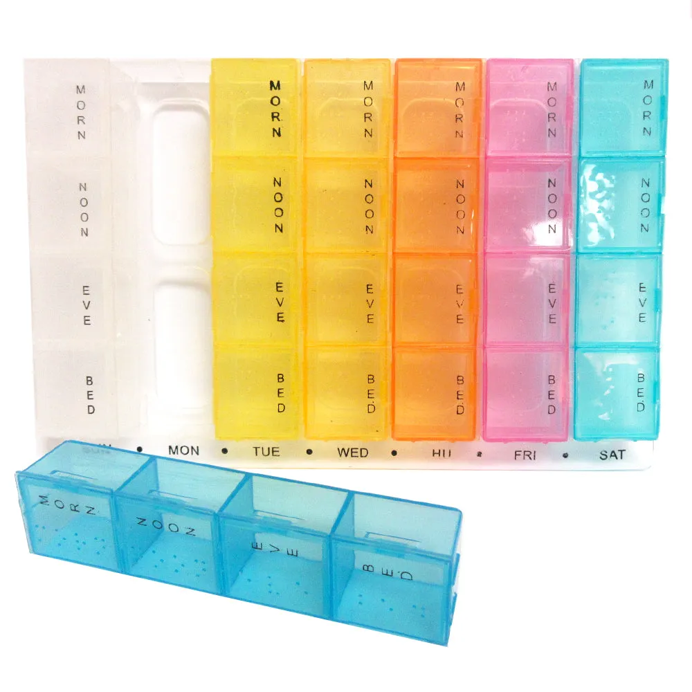 2 Pack Weekly Pill Box Holder Organizer 7 Day Medication Storage 28 Compartments