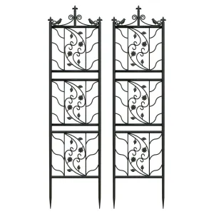 2 Piece Metal Garden Trellis Bird Leaf Design