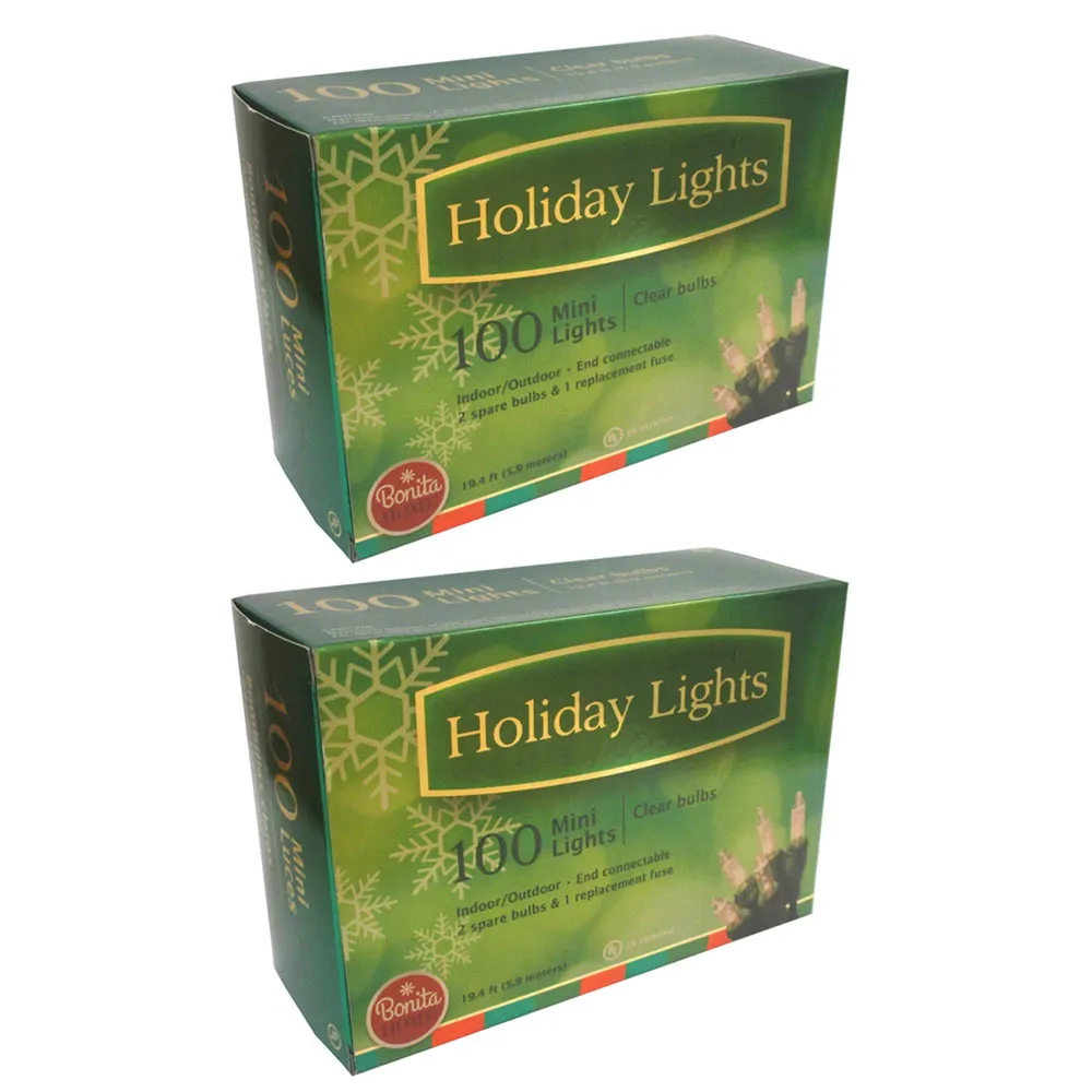 200 Mini Clear Green Wire Christmas Lights Holiday Decoration Indoor Outdoor