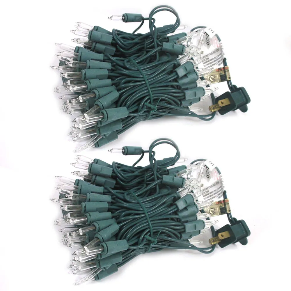 200 Mini Clear Green Wire Christmas Lights Holiday Decoration Indoor Outdoor