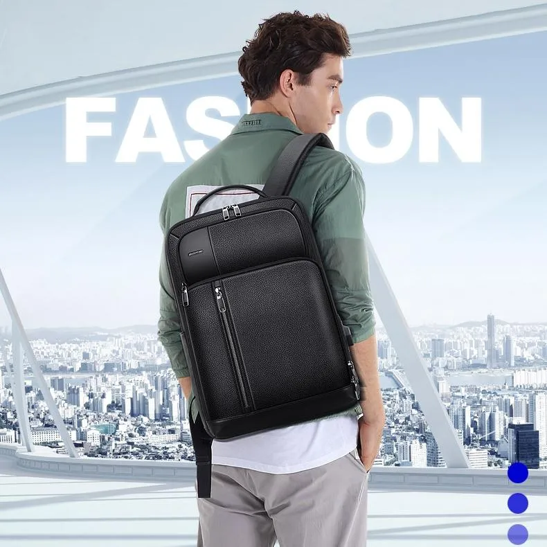 851-036611 Large Capacity Top-grain Leather Business Breathable Man Backpack - 30x12x43cm Black