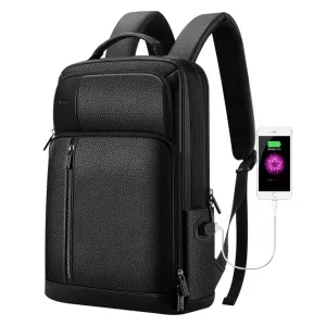 851-036611 Large Capacity Top-grain Leather Business Breathable Man Backpack - 30x12x43cm Black