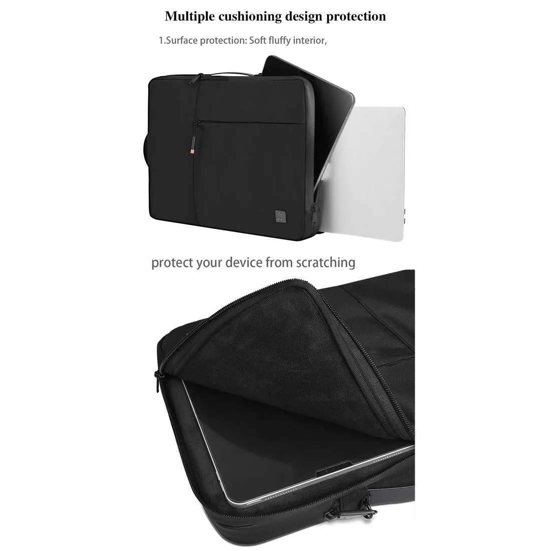 Alpha Nylon Double Layer Travel Carrying Storage Bag Sleeve Case for 14 Inch Laptop Black