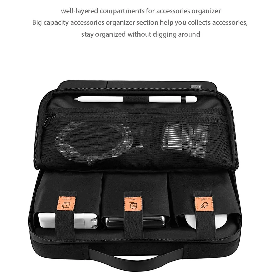 Alpha Nylon Double Layer Travel Carrying Storage Bag Sleeve Case for 14 Inch Laptop Black