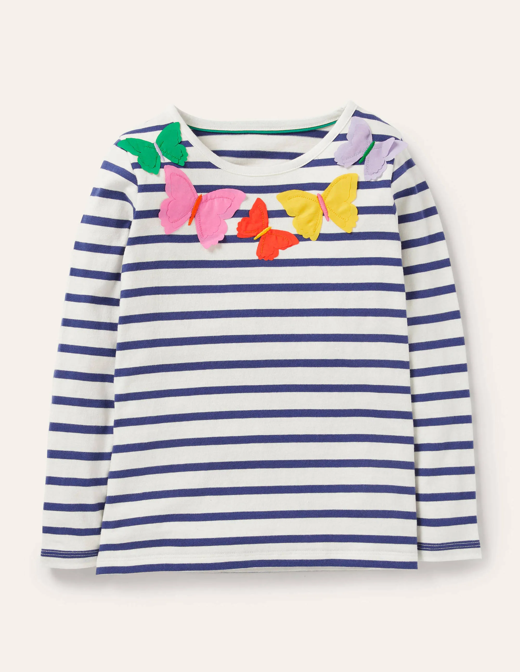 Flutter T-shirt-Ivory/Navy Butterflies