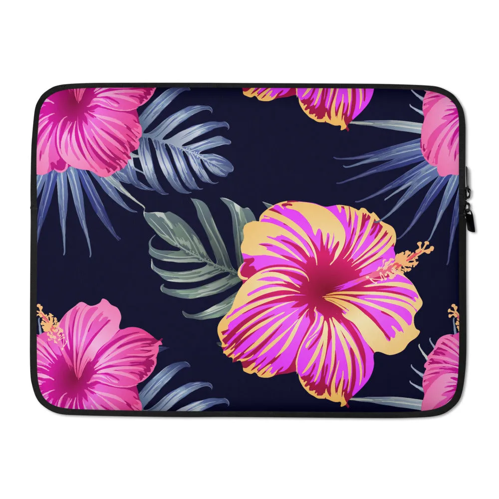 Large Bright Pink Hibiscus Laptop Sleeve / Case
