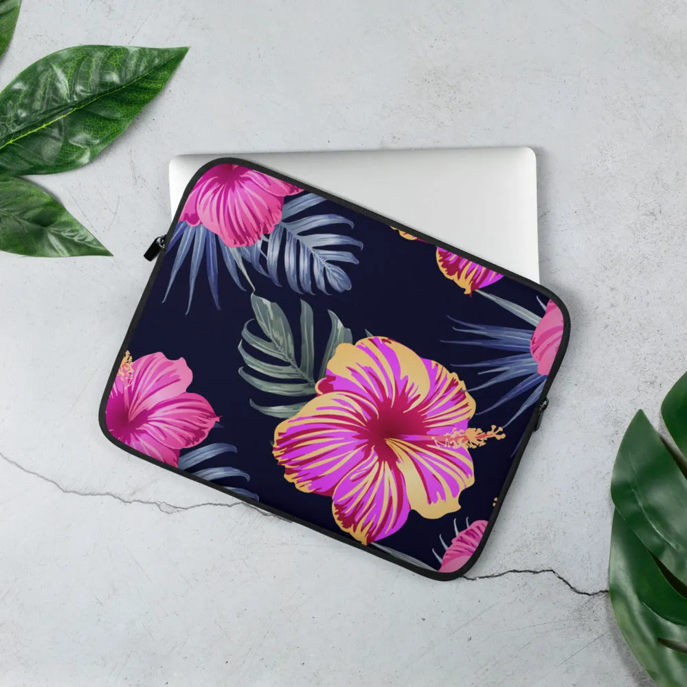 Large Bright Pink Hibiscus Laptop Sleeve / Case