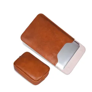 Waterproof Custom PU Leather Slim laptop Bag Sleeve-Brown