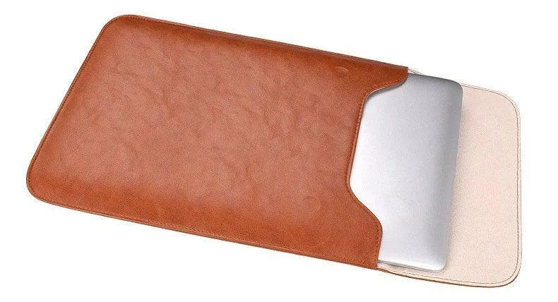 Waterproof Custom PU Leather Slim laptop Bag Sleeve-Brown