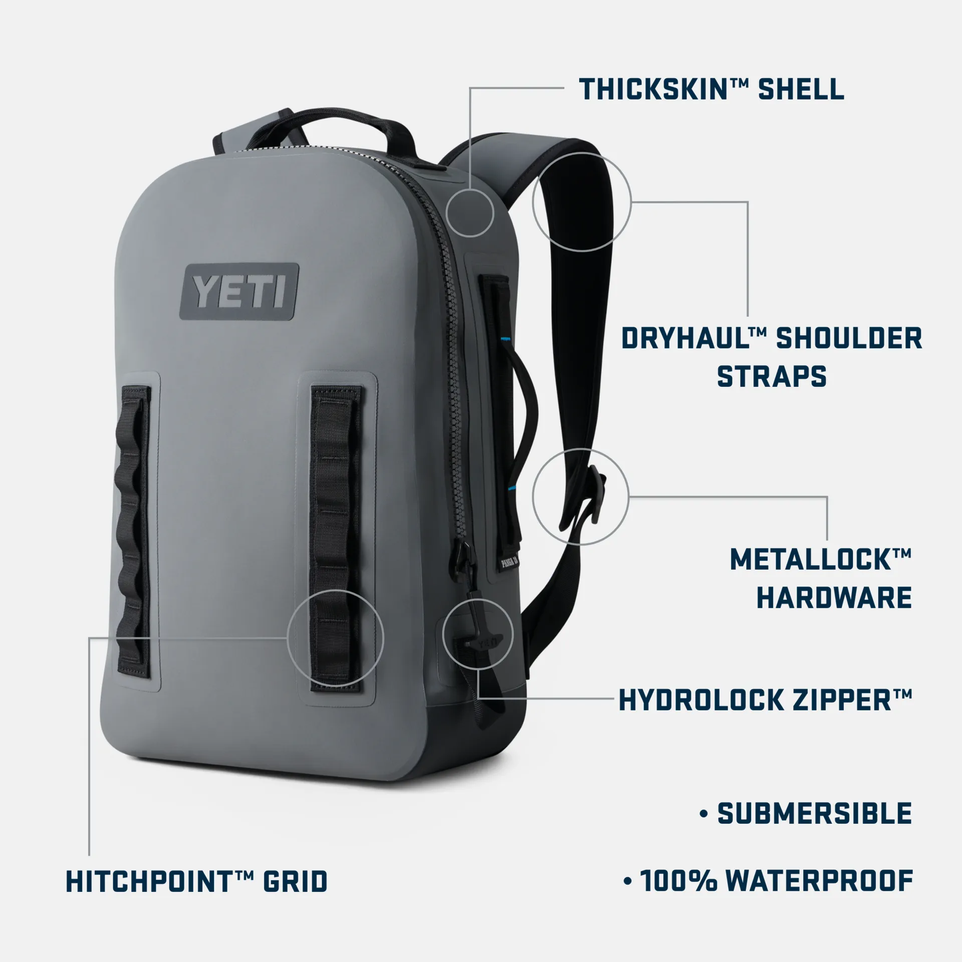 YETI PANGE 28 SUBMERSIBLE BLACKPACK - STORM GREY